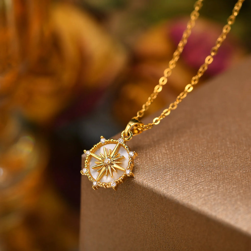 18K Gold Plated Sunflower Necklace – Waterproof Stainless Steel Pendant