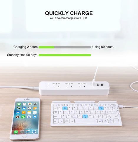 Foldable Pocket Keyboard with Stand – Rechargeable Wireless Keyboard for Phones & iPad