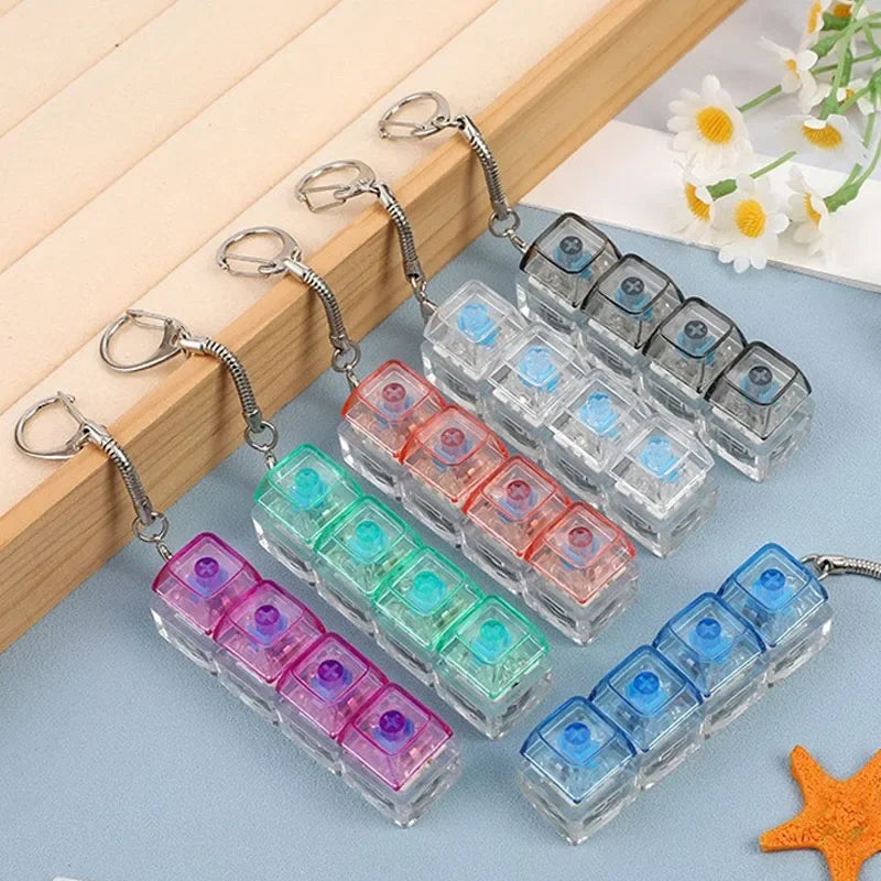 LED Keyboard Keychain Clicker – Light-Up Stress Relief Fidget Toy