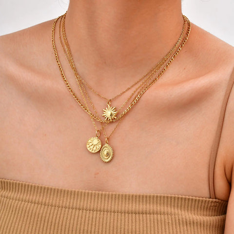 18K Gold Plated Sunflower Necklace – Waterproof Stainless Steel Pendant