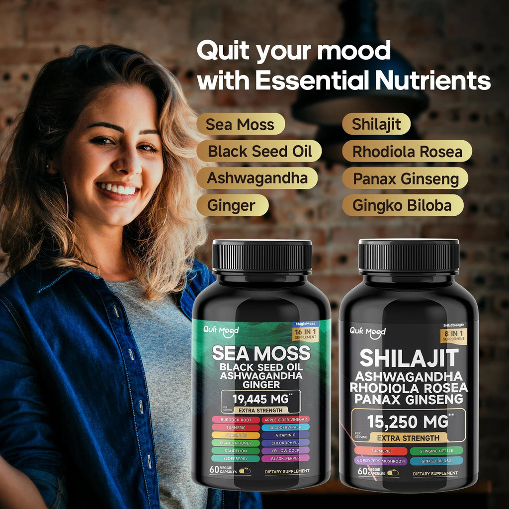 Herbal Sea Moss & Shilajit Capsules – 120-Count Blend with Ashwagandha, Turmeric & More
