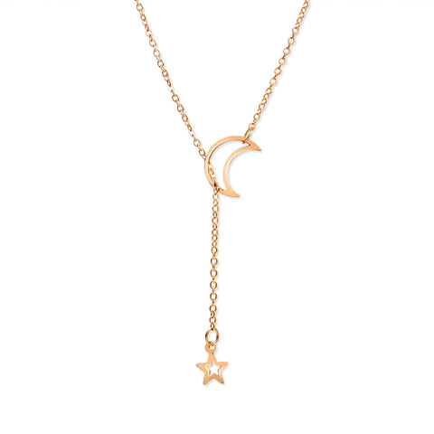 Gold Moon & Star Choker Necklace