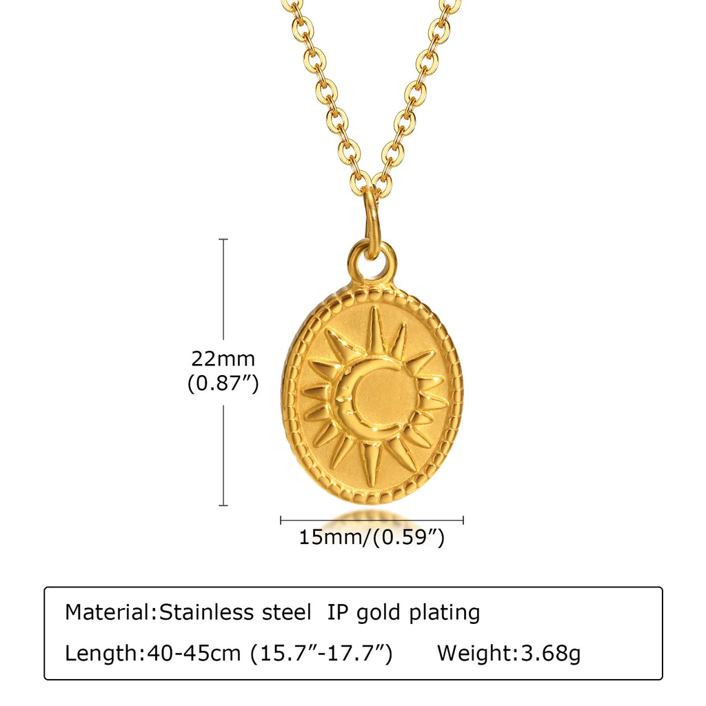 18K Gold Plated Sunflower Necklace – Waterproof Stainless Steel Pendant