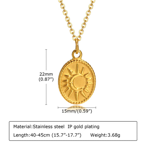 18K Gold Plated Sunflower Necklace – Waterproof Stainless Steel Pendant