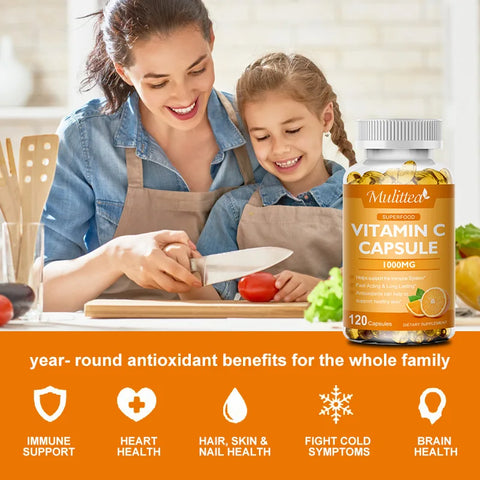 Vitamin C 1000mg – Mulittea Beauty & Health Helper for Skin, Hair & Nails”