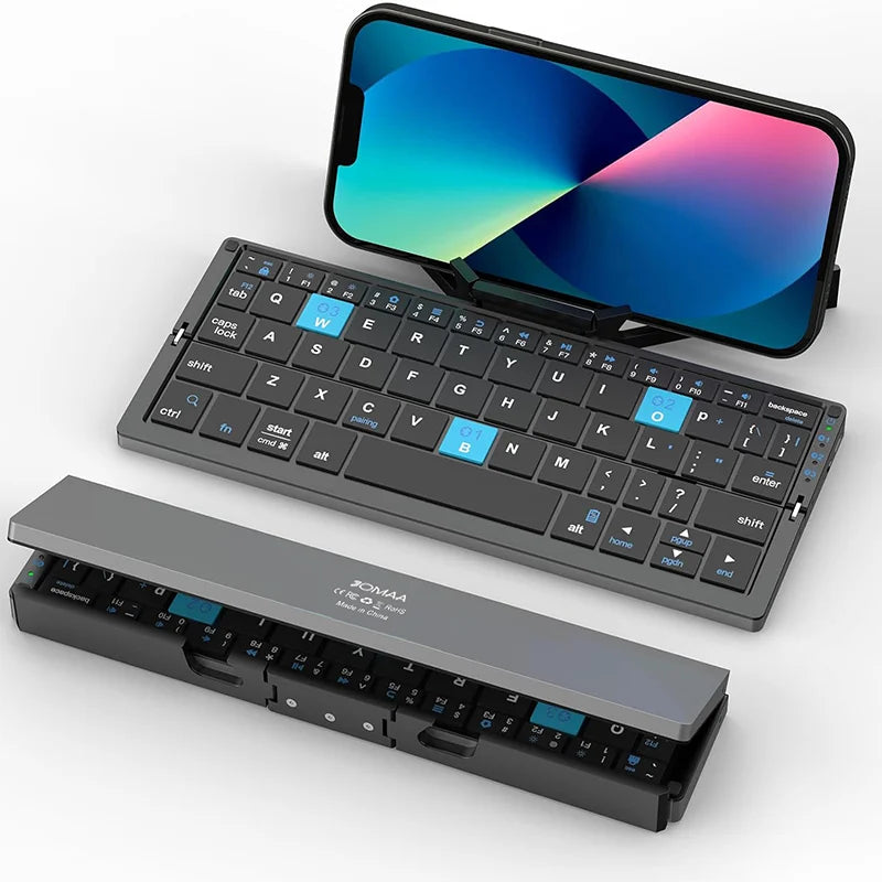 Foldable Pocket Keyboard with Stand – Rechargeable Wireless Keyboard for Phones & iPad