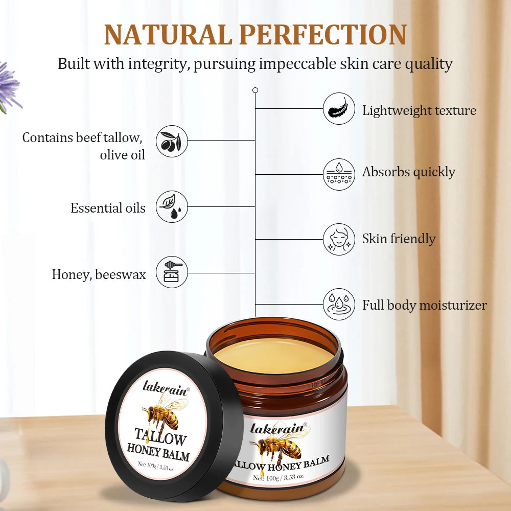 Hydrating Tallow Honey Cream – Natural Relief for Dry, Irritated Skin
