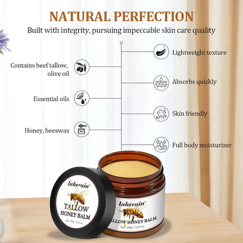 Hydrating Tallow Honey Cream – Natural Relief for Dry, Irritated Skin