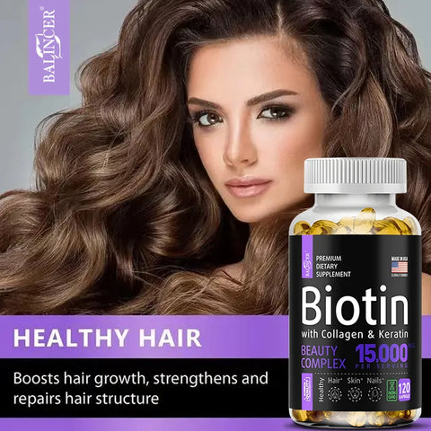 Biotin Hair, Skin & Nails Supplement – 15,000 mcg with Collagen, Keratin & Vitamins, Joint Support