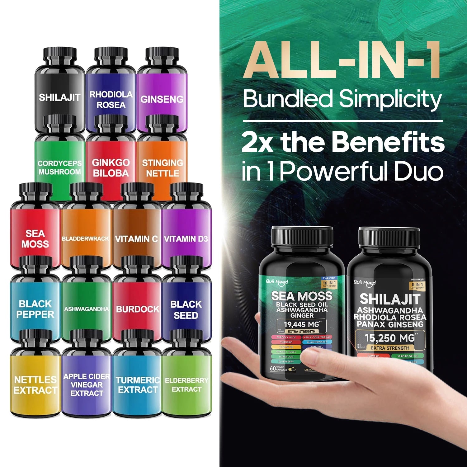 Herbal Sea Moss & Shilajit Capsules – 120-Count Blend with Ashwagandha, Turmeric & More