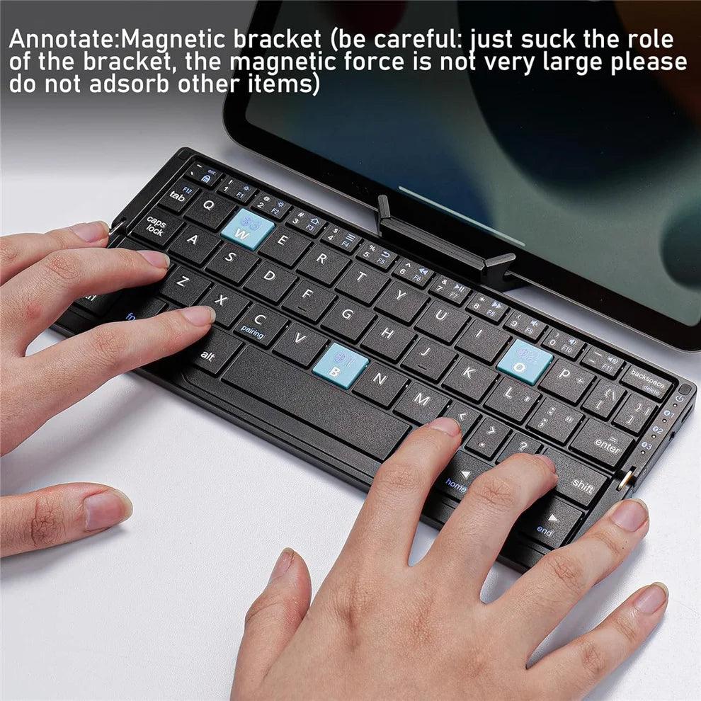 Foldable Pocket Keyboard with Stand – Rechargeable Wireless Keyboard for Phones & iPad