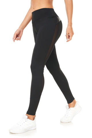 Quick-Dry Stretch Yoga Pants with Mesh Panels, Tummy Control Athletic Workout Tights