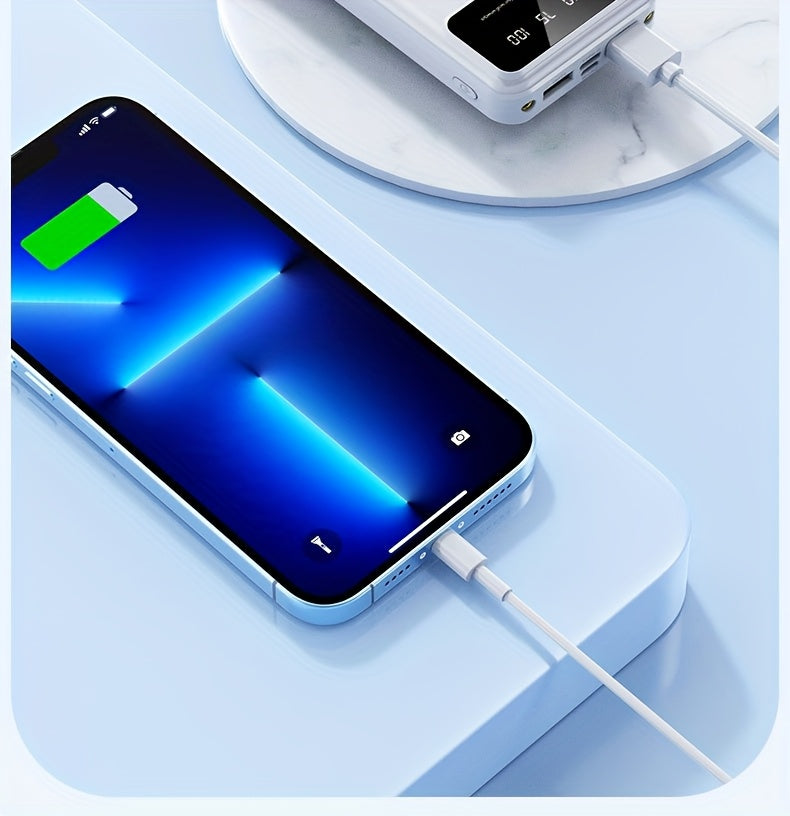 50000mAh Large-Capacity Power Bank – Portable Emergency Charger with LED Indicator, Flashlight, Outdoor Travel Backup Battery for Phones & Electronics
