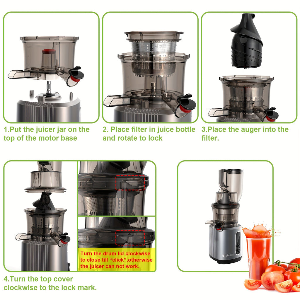 Juicer – Single  Cold Press Juicer for Nutrient-Rich Fruit & Vegetable Juice, BPA-Free, Easy to Clean