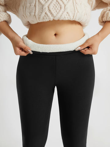 High-Waisted Fleece-Lined Thermal Leggings – Stretchy Winter Yoga & Running Pants, Warm Black Activewear