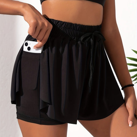 Yoga Shorts – Breathable Athletic Running Shorts with Drawstring & Side Pockets