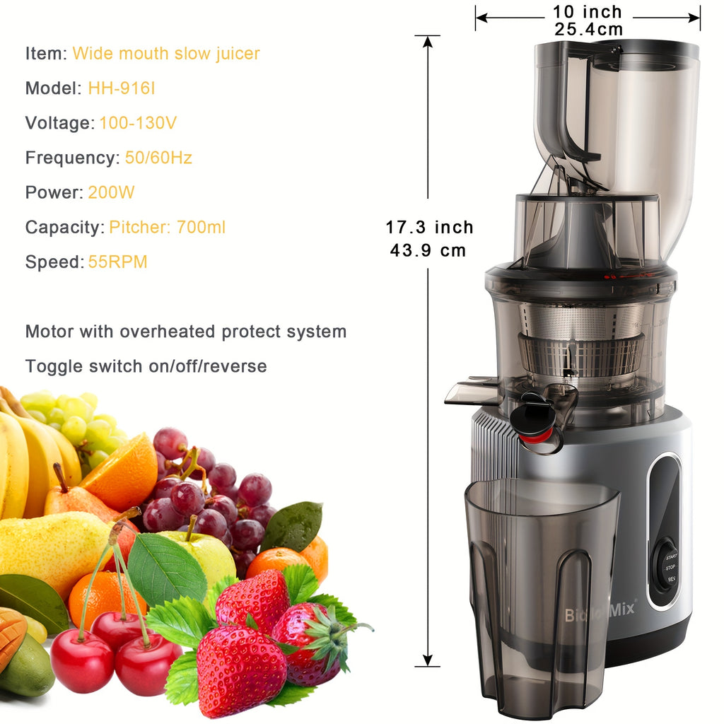 Juicer – Single  Cold Press Juicer for Nutrient-Rich Fruit & Vegetable Juice, BPA-Free, Easy to Clean