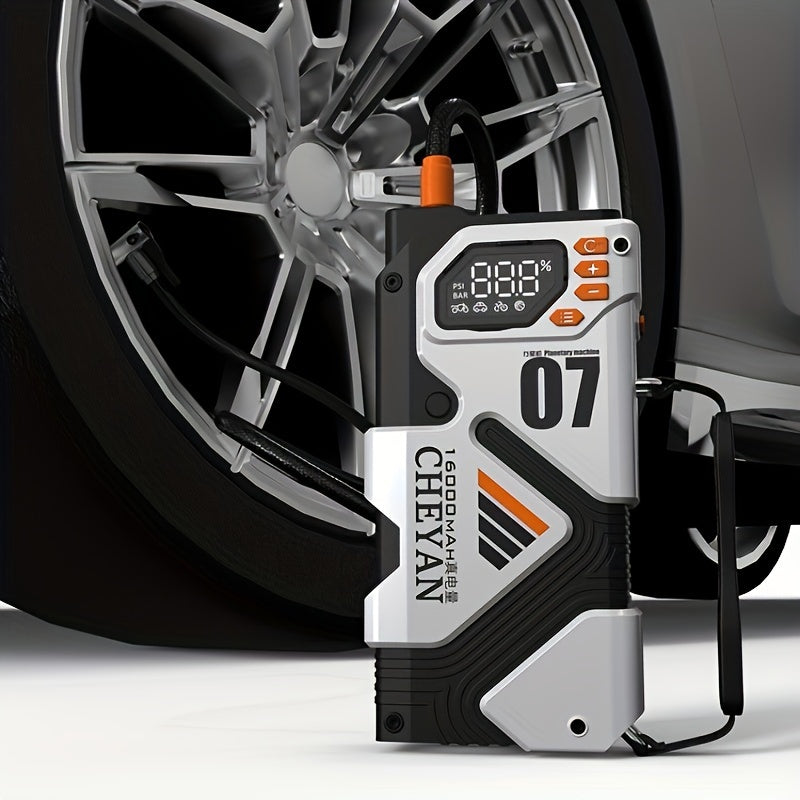 Ultra-High-Capacity 4-in-1 Car Emergency Power Bank – Jump Starter, Tire Inflator, Fast Charger & Portable Light for Gas/Diesel Vehicles