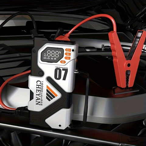 Ultra-High-Capacity 4-in-1 Car Emergency Power Bank – Jump Starter, Tire Inflator, Fast Charger & Portable Light for Gas/Diesel Vehicles