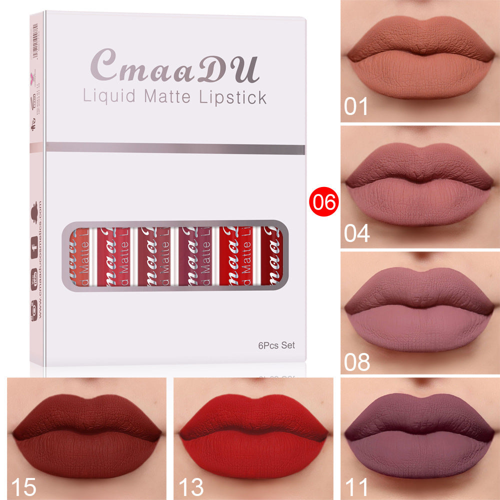 Matte Kiss-Proof Lip Gloss – 6 Colors, Waterproof & Non-Stick