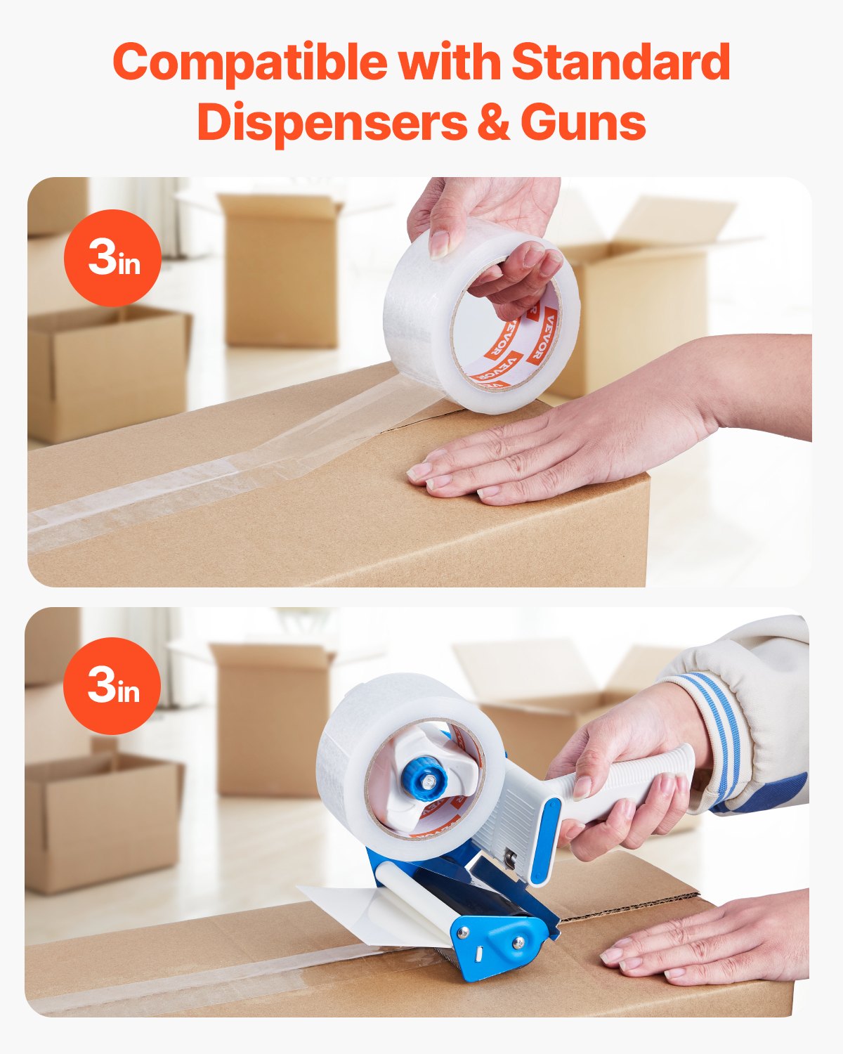 Clear Packing Tape, 3 Inches Core, 18 Rolls