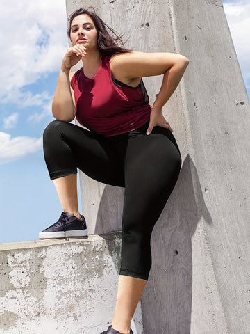 High-Waist Tummy Control Yoga Pants with Pockets, 4-Way Stretch Black Workout Tights