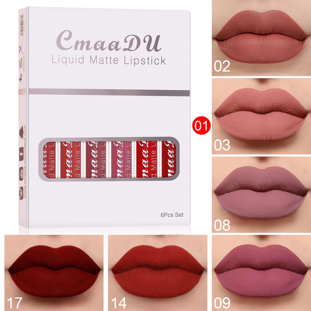 Matte Kiss-Proof Lip Gloss – 6 Colors, Waterproof & Non-Stick